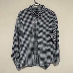John Bartlett consensus gray and White Checkered Shirt mens size large